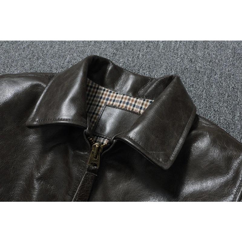 Китайский размер подлинная коровья мужская кожаная куртка мужские куртки тонкие серые коричневые воротник-стойка куртка для мужчин весна осень