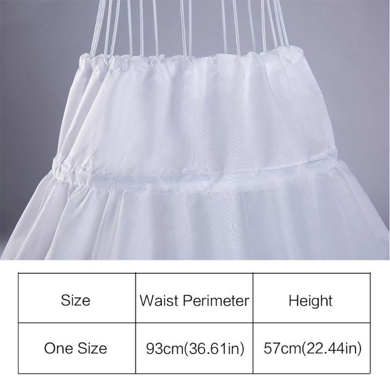 Белая детская нижняя юбка трапециевидной формы, 3 обруча, один слой, детский кринолин, кружевная отделка, платье для девочек-цветочниц, нижняя юбка, эластичная резинка на талии, полукомбинация