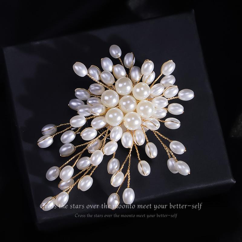Высококачественная ручная работа, темпераментная роскошная брошь в виде снежинки с жемчугом, женская брошь в виде корсажа, элегантная брошь для пальто, корсаж