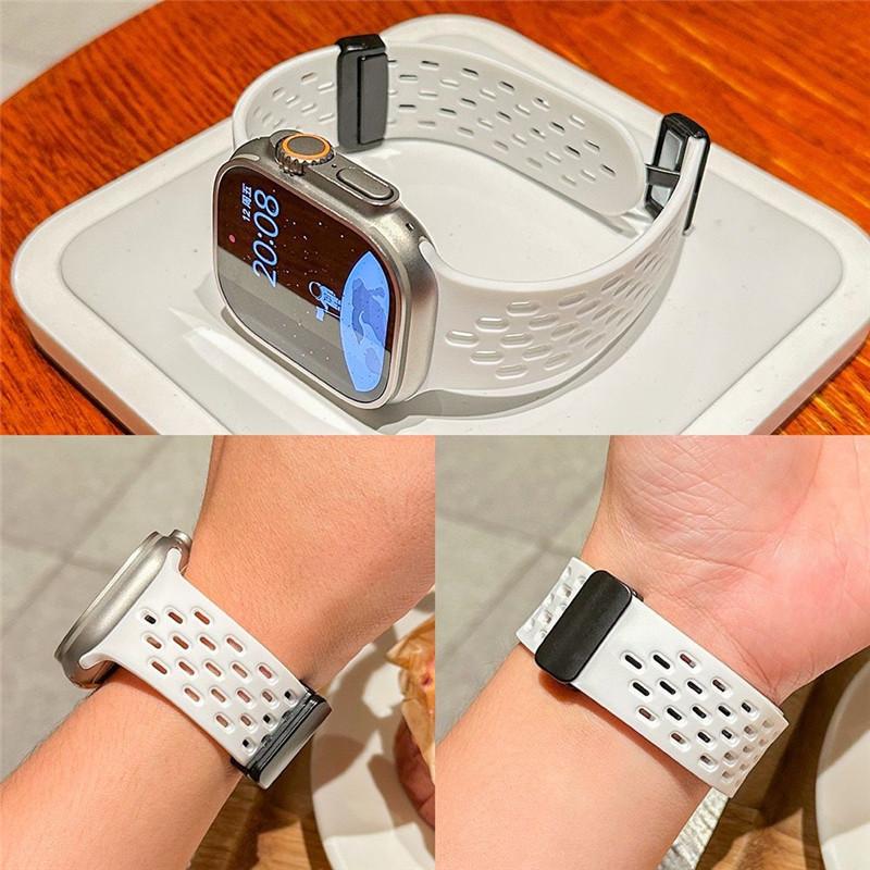 Силиконовый ремешок для часов для Apple Watch Band 49 мм 44 мм 40 мм 45/41 мм 42 мм 38 мм Дышащий ремешок iWatch Series Ultra Браслет Ремешок