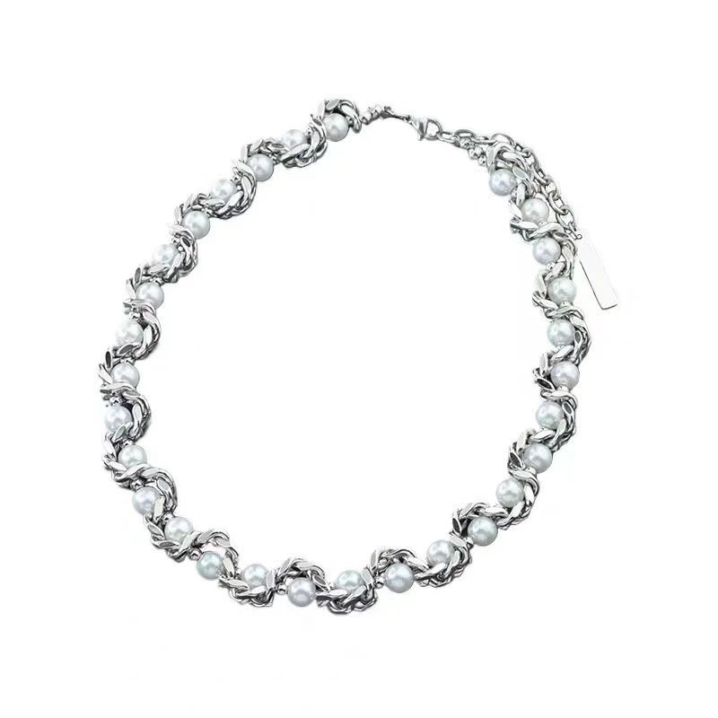 Кубинская цепь с жемчугом для мужчин, трендовый нишевый дизайн высокого класса, хип-хоп, цепочка на ключицу, унисекс, шейная цепочка, не тускнеет