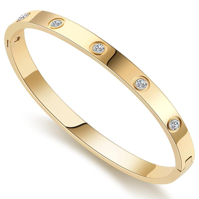 Браслеты с камнями фианита из нержавеющей стали, ювелирные изделия, подарки для женщин, девочек-подростков