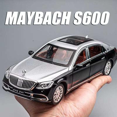 1:24 Mercedes-Benz Maybach GLS600 литая модель игрушечного автомобиля имитация звука и света Blue-ray музыкальная игрушечная модель автомобиля подарок для мальчика