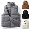 Men's Autumn and Winter Youth Stand Collar Trendy Corduroy Vest Thickened Warm Vest Jacket