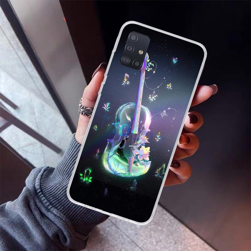 Music Violin Phone Case For Samsung Galaxy A52 A51 A50S A32 A22 A12 A02S A72 A71 A31 A70 A30S Note 20 Ultra 10 Plus S10 Galaxy A