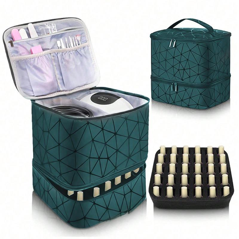 Double-Layer Nail Polish Storage Bag - Holds 30 Bottles, Large-Capacity, Multi-Functional Cosmetic Organizer