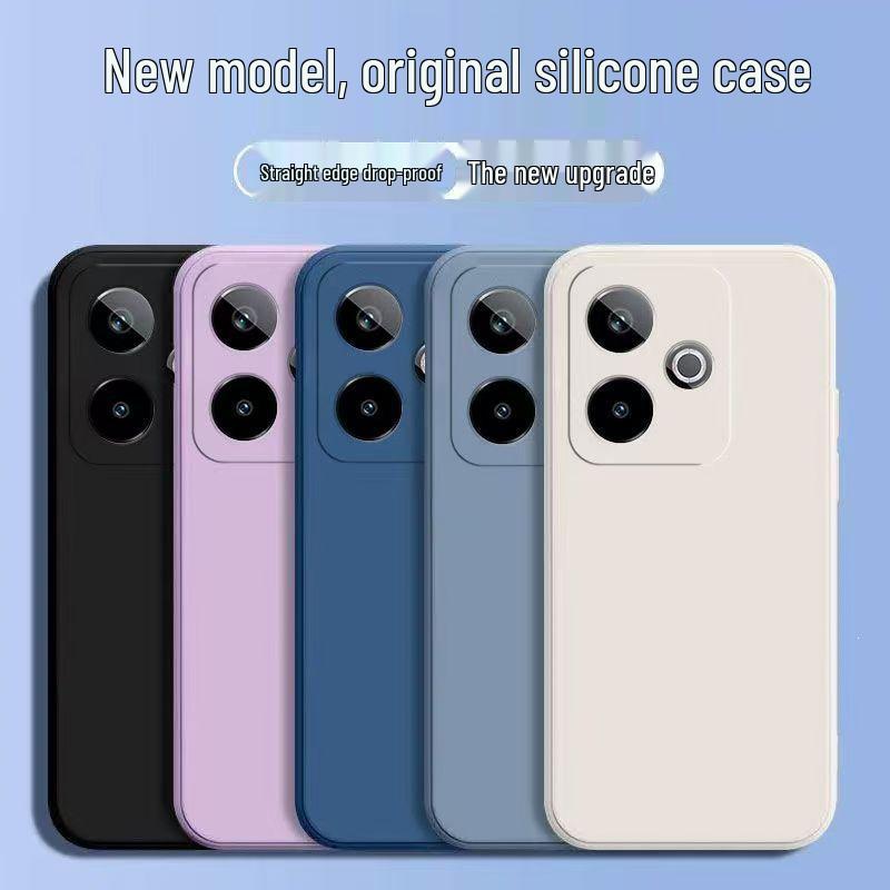 Ударопрочный силиконовый мягкий чехол Realme GT7: Однотонный, Жидкий дизайн куба, Полностью закрывающий, Прямой край