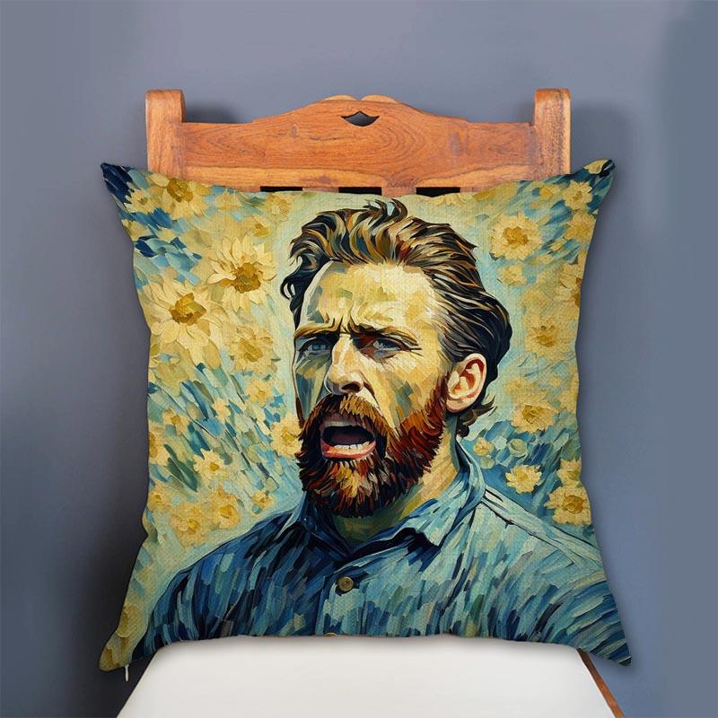 Modern Deviant Art Starry Night Van Gogh Oil Painting Art Chair Seat Throw Pillow Case Cotton Linen Sofa Portrait Cushion Cover