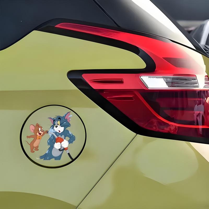 Наклейка-коробочка на крышку бензобака автомобиля с персонажами Тома и Джерри - Милый трансграничный дизайн для украшения