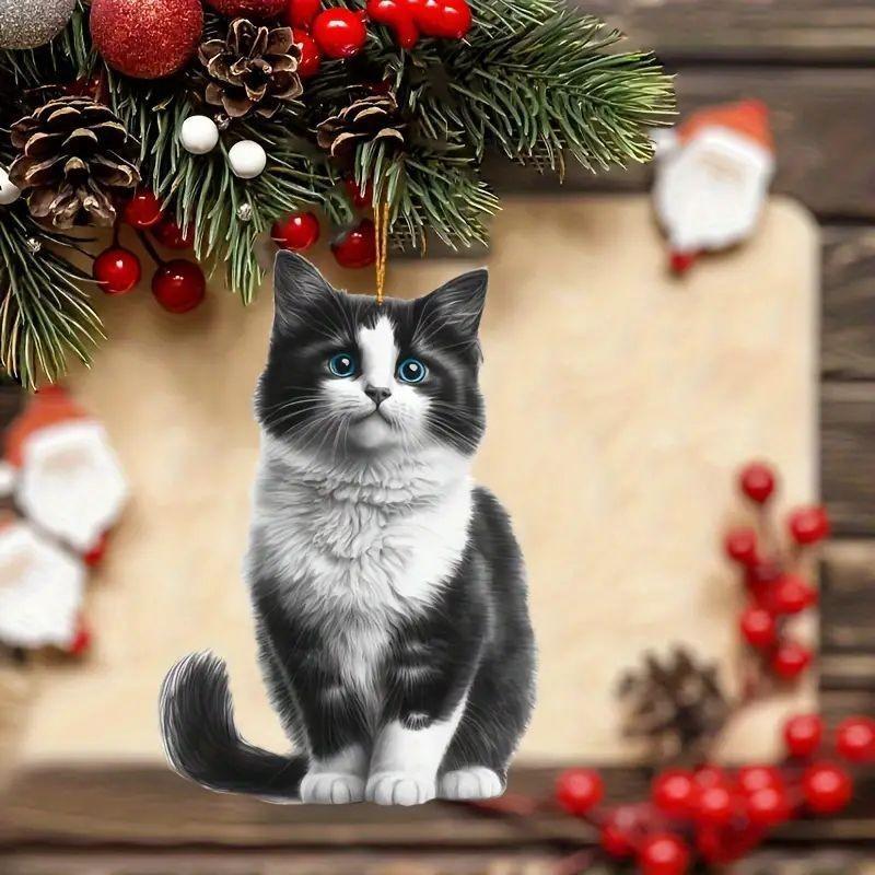 Очаровательный 2D акриловый кулон на зеркало заднего вида в виде черного кота для любителей питомцев, декор для автомобиля