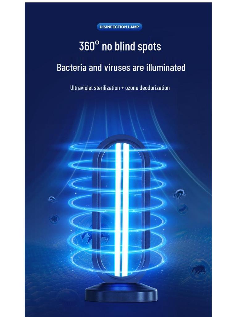 38W UV Disinfection Lamp with Ozone, Remote-Controlled Mobile Desktop Sterilizer.