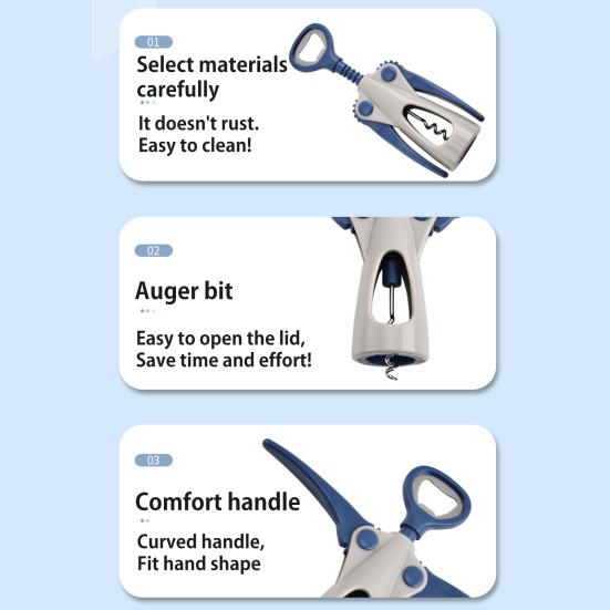 Открывалка для бутылок вина с эргономичной ручкой, штопор с нескользящей рукояткой, бутылка двойного назначения