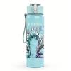 1PC Think Bout The End Pastel Text Print 750ml colorful plastic sports water bottle leakproof pop up lid with straw for outdoor work home use