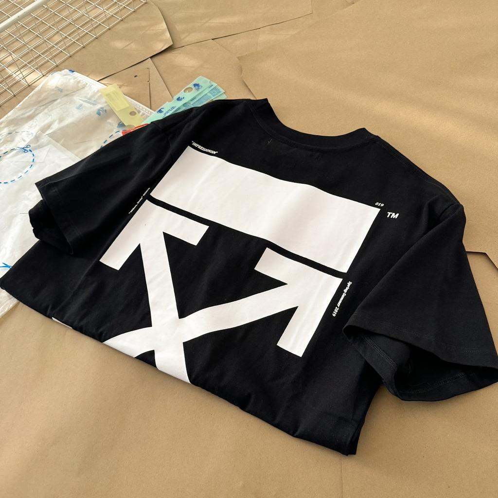 Off-White Летняя новинка 2025 года, белая футболка с короткими рукавами и принтом стрелы для мужчин и женщин, парная футболка