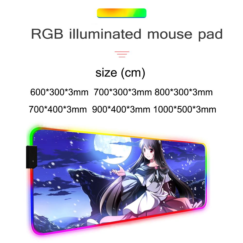 imaizumi kagerou Mouse Pad RGB Gaming Mousepad Big LED Pad PC Desk Mat Luminous Mouse Pad Large Keyboard Mats Table Rug With