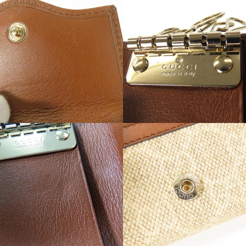 Used GUCCI Key Holder  282432 Interlocking Six Hooks GG canvas/Calfskin Beige Brown Accessories