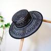 Французский Ретро Элегантный Ажурный Плетеная Плоская Вершина Цилиндр Женская Летняя Шляпа от Солнца Отпуск Соломенная Шляпа Соломенная Шляпа Пляжная Японская