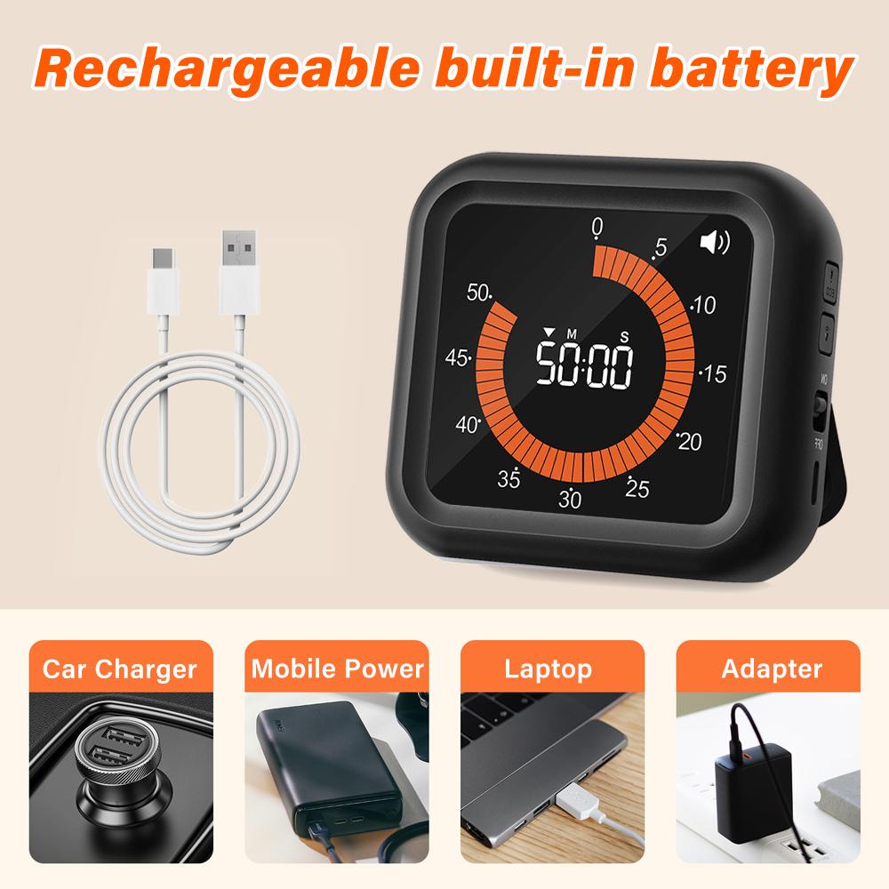 Перезаряжаемый цифровой визуальный таймер кухонный таймер ручной обратный отсчет бесшумный менеджер времени кухонный таймер для выпечки кулинарии учебный таймер