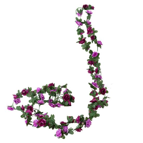 2.5M Artificial Flower Garland Realistic UV Resistant Faux Flower Rattan Vine Wedding Party Hanging Simulation Bloom