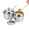 Apple Sugar Bowl With Lid and Spoon Condiment Pot Stainless Steel Spice Container Seasoning Jar Tableware