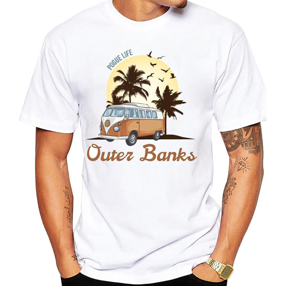 Rotre Beach Scene Cars Tattoo Men T Shirt Vintage Beach Bus Surf Sport Cloth Retro Surfing Board Tops Hipster Boy Tees