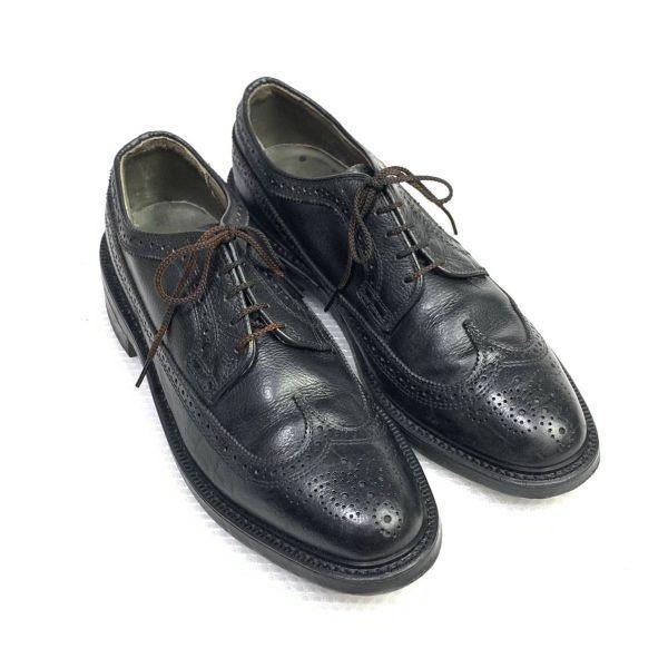 80s 90s Vintage USA Made Dexter Size 9.5C 26.5 27.0cm Long Wingtip Black(USED)