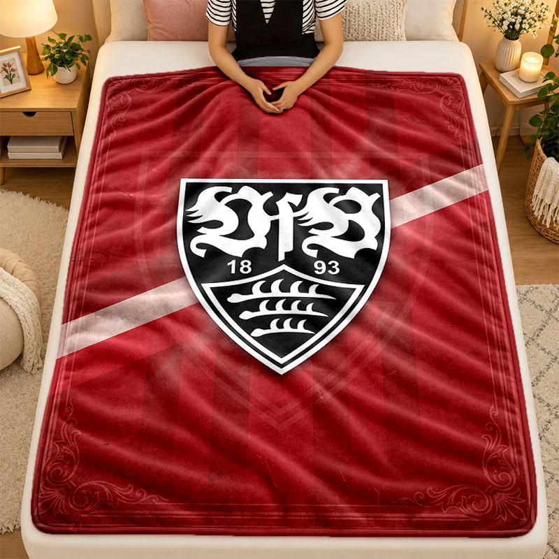 Flannel BlanketVfB Stuttgart Warm Soft Throw Blanket for Indoor Sofa Bed Living Room Use