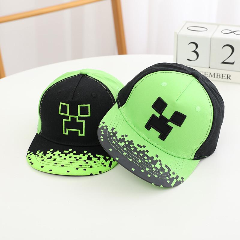 Minecraft Pattern Kids Baseball Cap With Sunshade Wide Brim For Summer Sun Protection