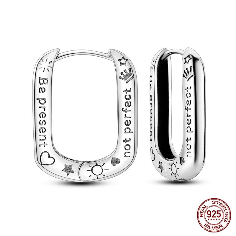 Charms Double Hoop Earrings For Women 100% 925 Silver Cubic Zircon Heart Star Moon Earrings Elegant Birthday Jewelry Gifts