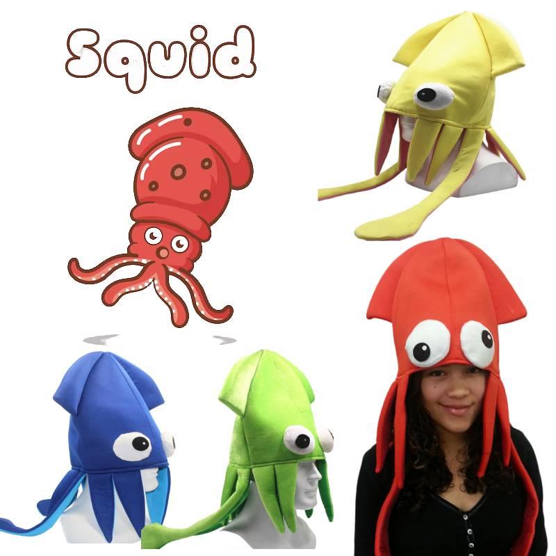 Шапка Кальмара из Бархата Jiaqi Настраиваемый Смешной Реквизит для Вечеринок для Выступлений и Косплея