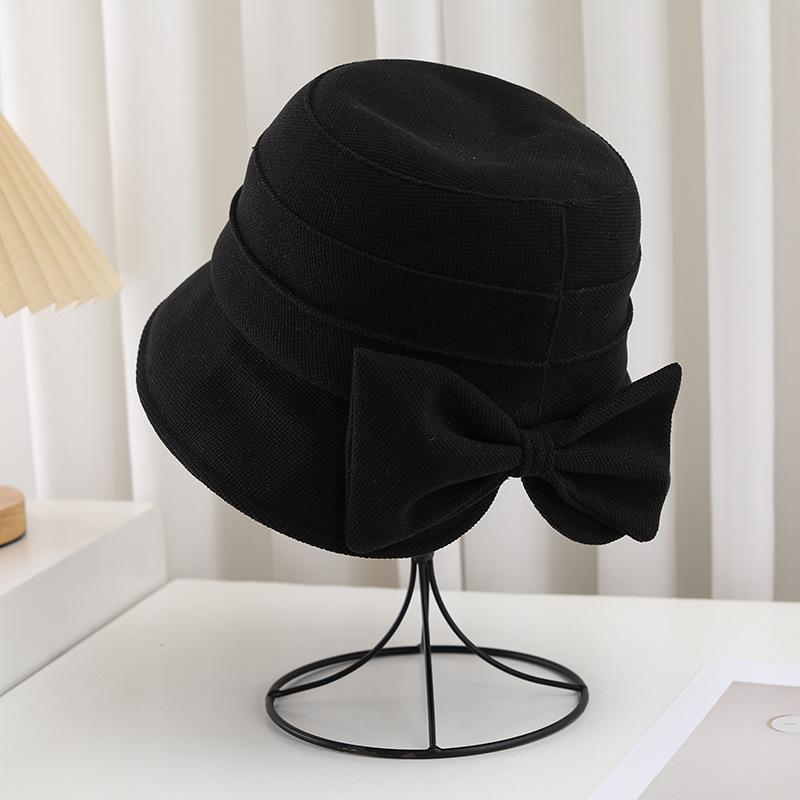 Шляпа-ведро с разрезом сзади и бантом, женская, осенне-зимняя, новая, солнцезащитная шляпа-ведро, элегантная, с универсальной простой шляпой