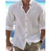 Мужская хлопковая рубашка с витыми пуговицами, рубашки с длинными рукавами, однотонный классический мужской топ, весна/лето, повседневная повседневная одежда