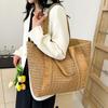 Large Capacity Feminine Straw Fabric Bag Beach Bags Bohemian Shoulder Bag Feminine Shopper Bag