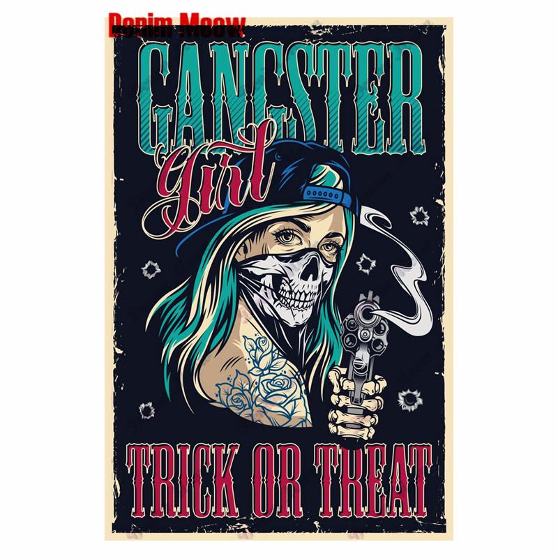 Студия винтажной татуировки, металлическая жестяная вывеска, красивая девушка, металлическая табличка, татуировка красивая девушка, ретро-декор стен, декор комнаты, WY36