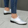 Plus Size 41 42 43 Spring Autumn New Pointed Toe British Style Brogue Shoes Cross Lace Up Casual Flats Silver Retro Oxfords