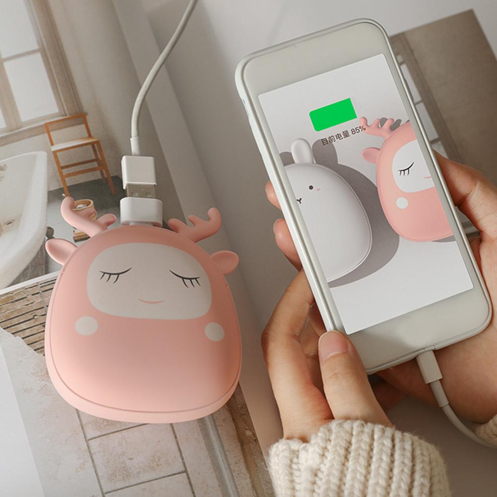 Портативный легкий 2 в 1 USB-зарядка для рук, мини-батарея для домашнего офиса, розовый