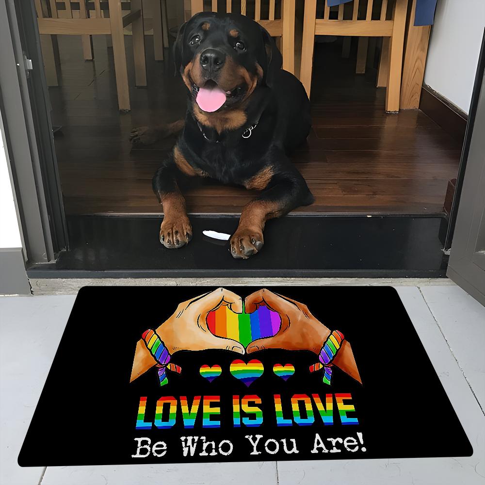 Gay Lesbian LGBT Rainbow Love Floor Mat Bathroom Mat Kids Room Bedroom Decoration Balcony Anti-Slip Doormat Living Room Bedside