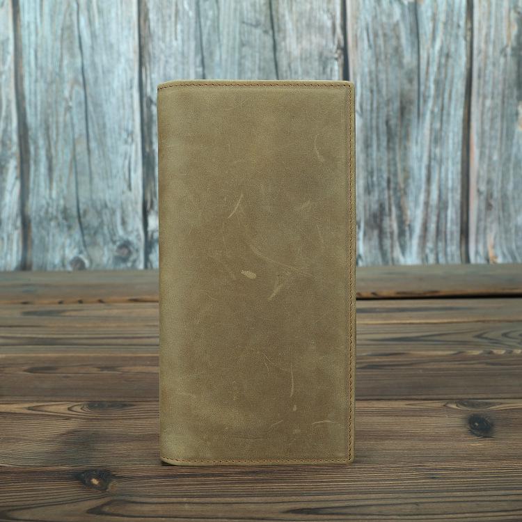 Винтажный мужской кошелек-бифолд из кожи Crazy Horse - Натуральный кошелек из коровьей кожи высшего качества, длинный, с зажимом для денег