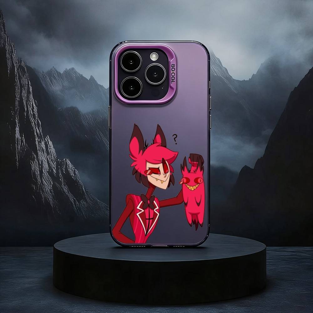 H-Hazbin-IN H-Hotel-EL Чехол для телефона для iPhone17,16,15,14,13,12,11 Plus,Pro Max Черный Конфетный серебристый чехол для телефона