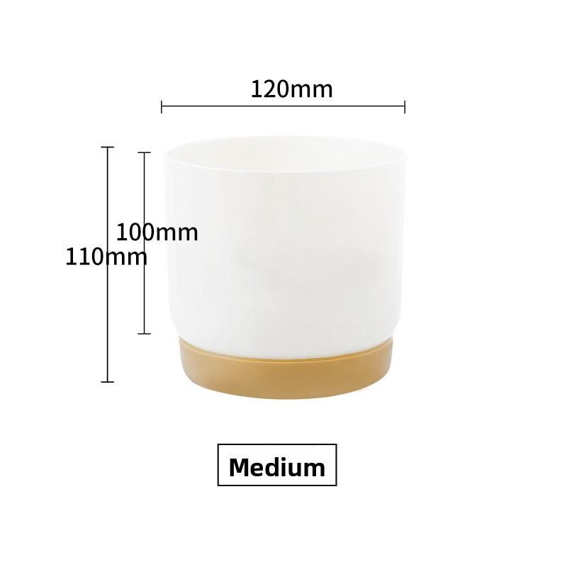 Automatic Water-Absorbing Lazy Ceramic-Like Plastic Flower Pot Round Double-Layer Succulent Green Radish Green Plant Special Pot