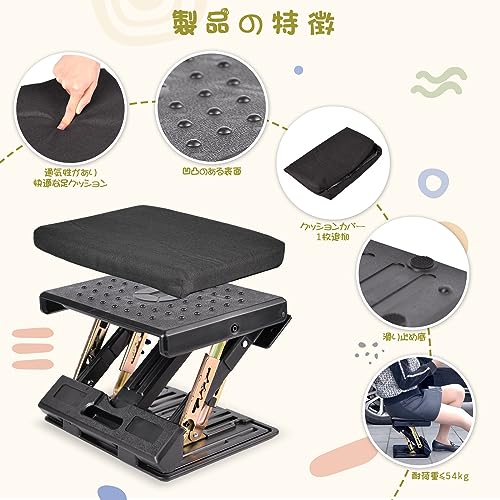 4-ступенчатая регулируемая подставка для ног, складная, под стол, для офиса, работы, автомобиля или дома (черный)