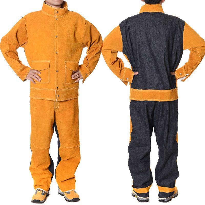 Anti-Scald Cowhide Welding Jacket: Leather & Cotton Protective Workwear