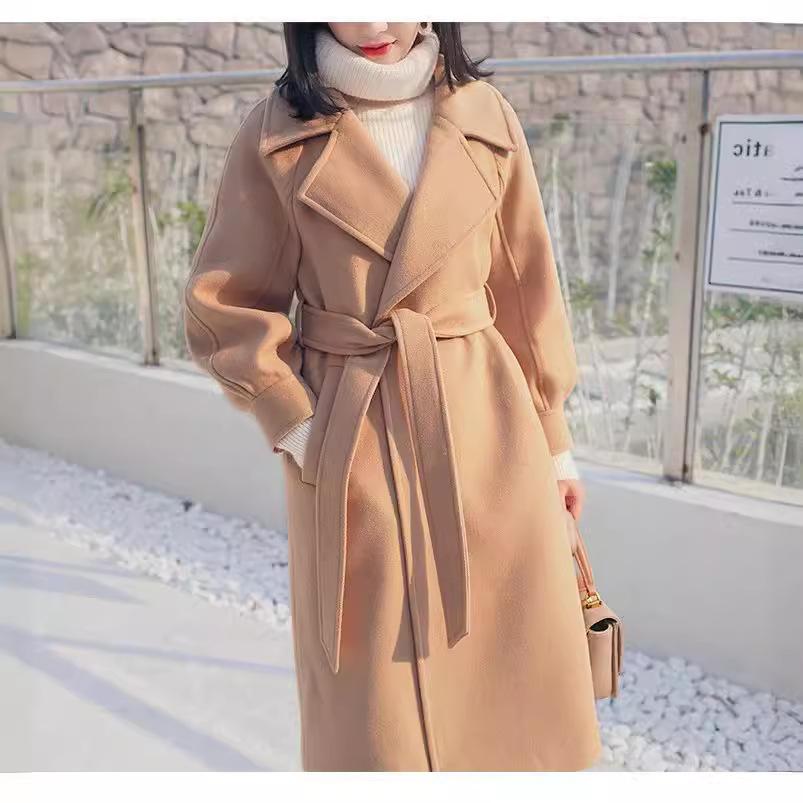 Осеннее и зимнее шерстяное пальто средней длины в стиле Хепберн для женщин, шерстяное пальто с эффектом кашемира и ветровка