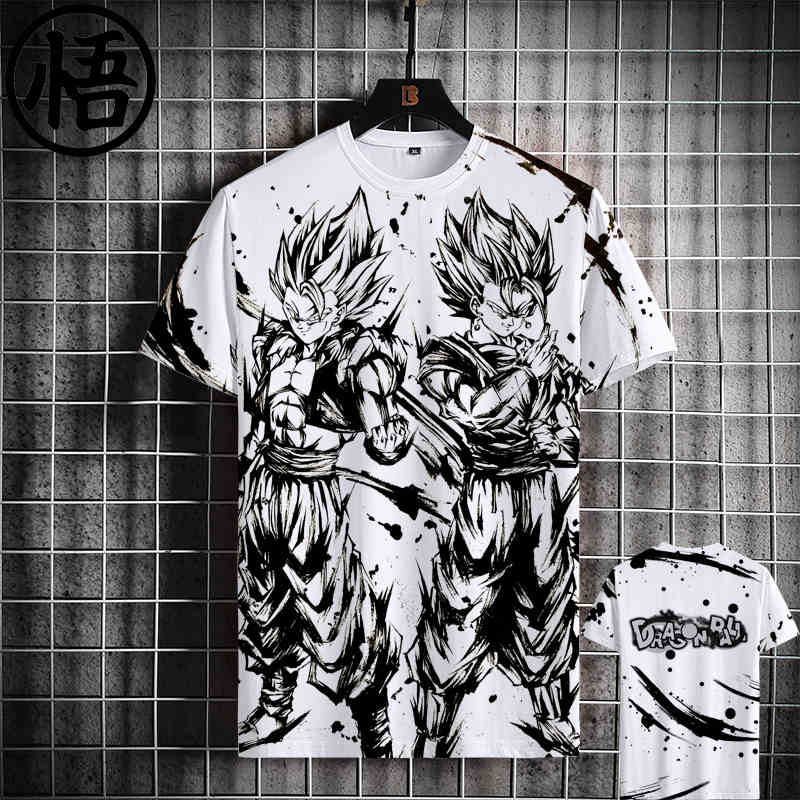 Casual Men's Seven Dragon Ball Short-Sleeved T-Shirts Tide Anime Saiya Sun Wukong Turtle Fairy Loose Quick Dry Kids Clothes Tops