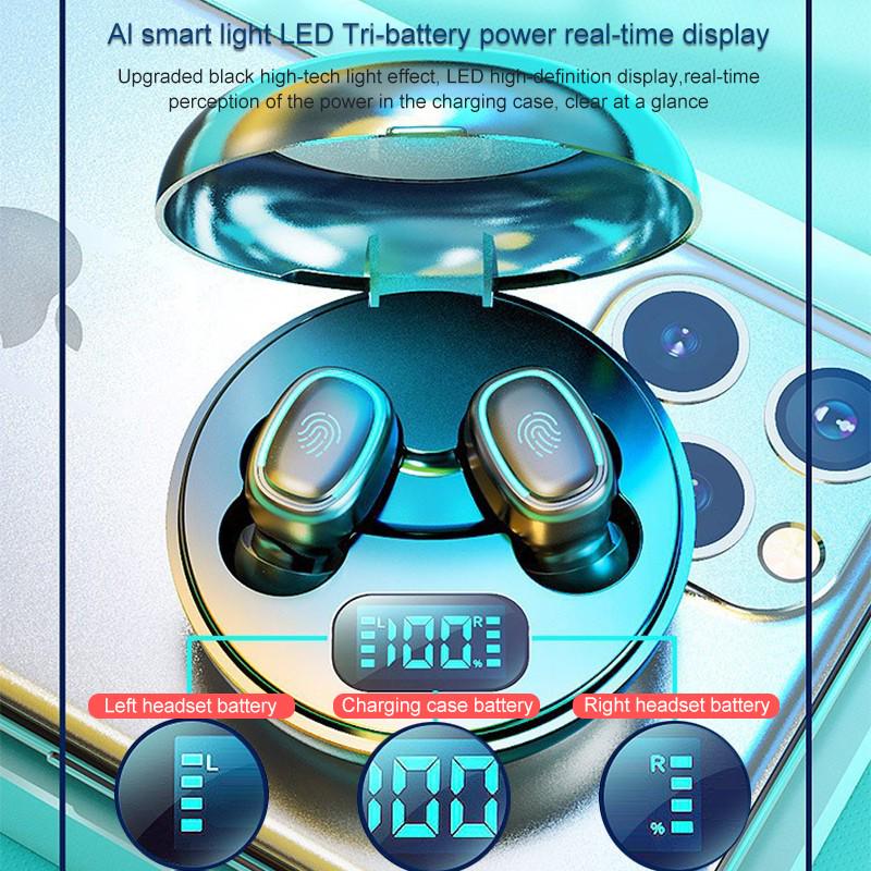 Беспроводные наушники Bluetooth 5.0, сенсорная гарнитура с отпечатками пальцев и легкими наушниками с цифровым дисплеем Aurora