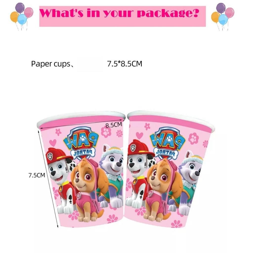 Розовая Вечеринка в честь Дня Рождения Щенячий Патруль Декор Скай Одноразовая Посуда Скатерть Тарелки Фольгированные Шары Праздник для Малыша Девичник Товары для Вечеринки