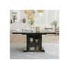 Table à manger extensible - MUVOE - Rectangulaire - Plateau en marbre noir - Rangement intégré - 120-160 cm