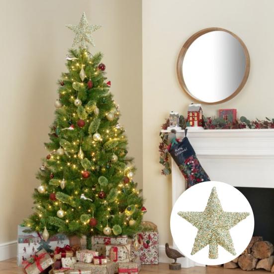 Yousheng Рождественская звезда верхушка дерева украшение блестящая звезда верхушка дерева украшение для деревьев гирлянда настольный праздничный декор