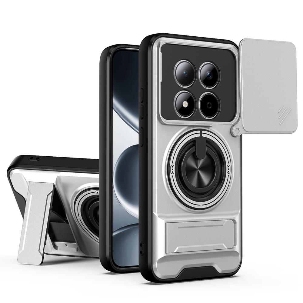 KEYSION Магнитный чехол для телефона Xiaomi POCO M8 5G M8 Pro 5G Защита камеры со сдвижной крышкой Вертикальная подставка Кольцо Ударопрочная задняя крышка