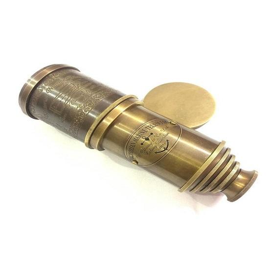 Винтажный латунный телескоп, античный 50,8 см, ручной выдвижной военно-морской викторианский пиратский телескоп с красивой полированной деревянной коробкой